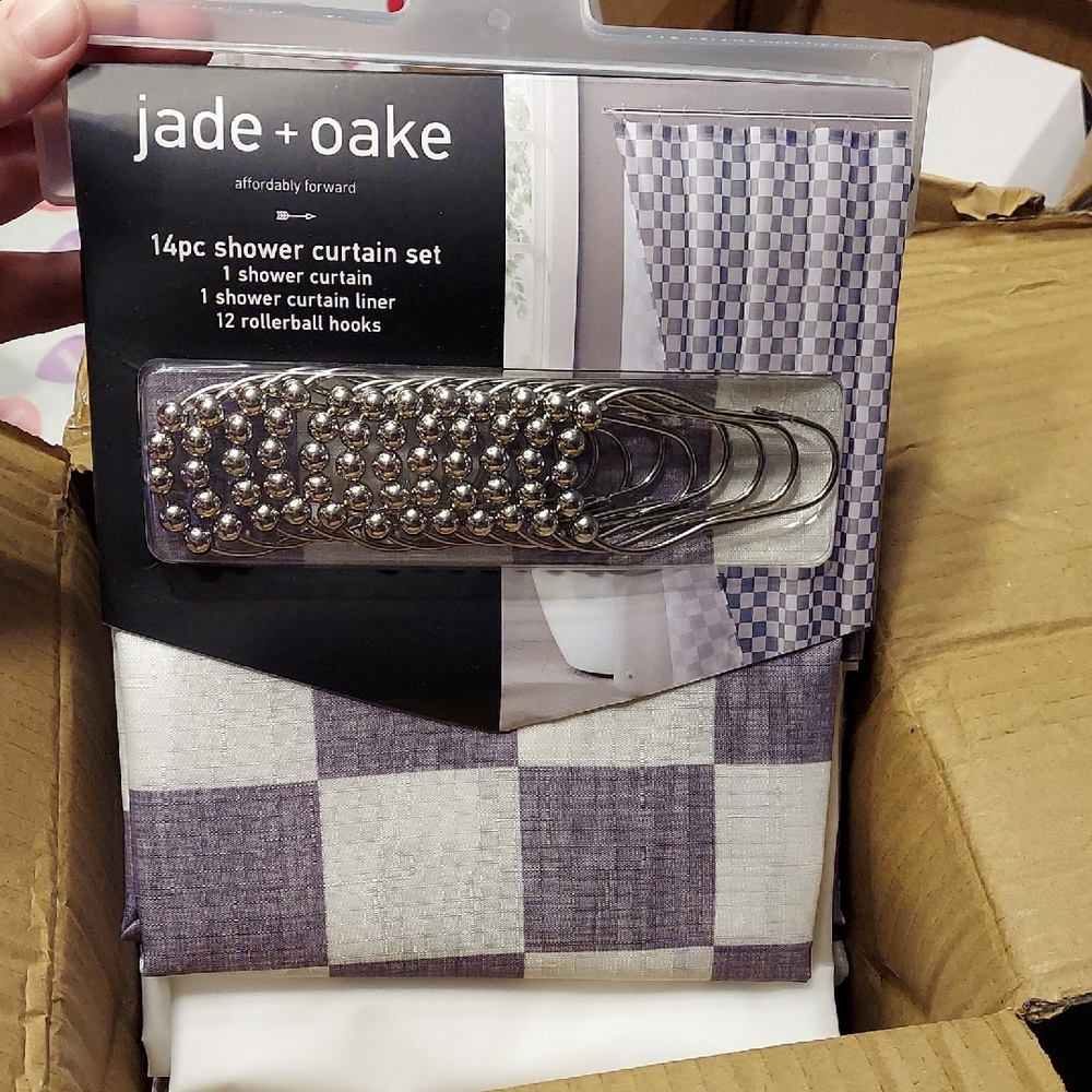 Jade + Oake Shower Curtain Set - Grey and White